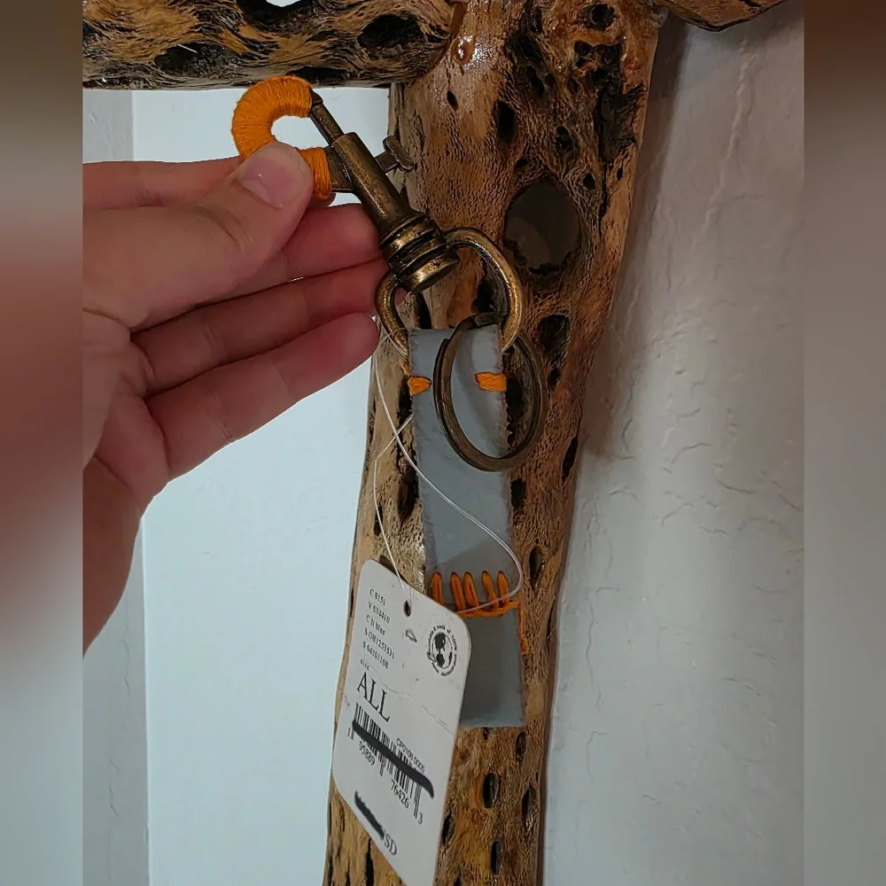 NEW Free People Leather Brass Keychain